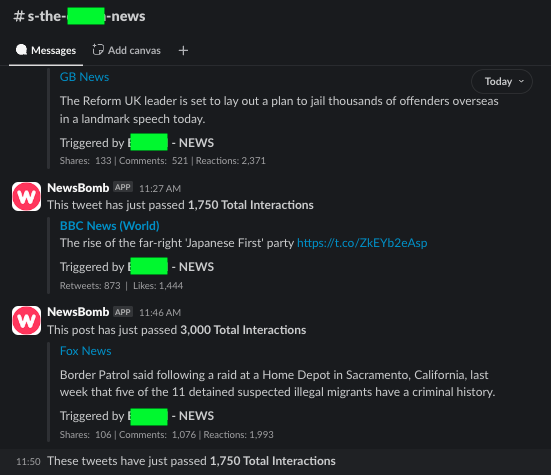 Slack alerts for viral content